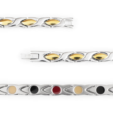 Alchemist - Negative Ion Bracelet, Stainless Steel with Gold Drops